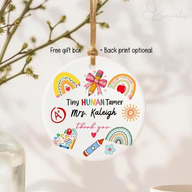 Custom Daycare Teacher Ornament: Tiny Human Tamer Gift Thank you Keepsake