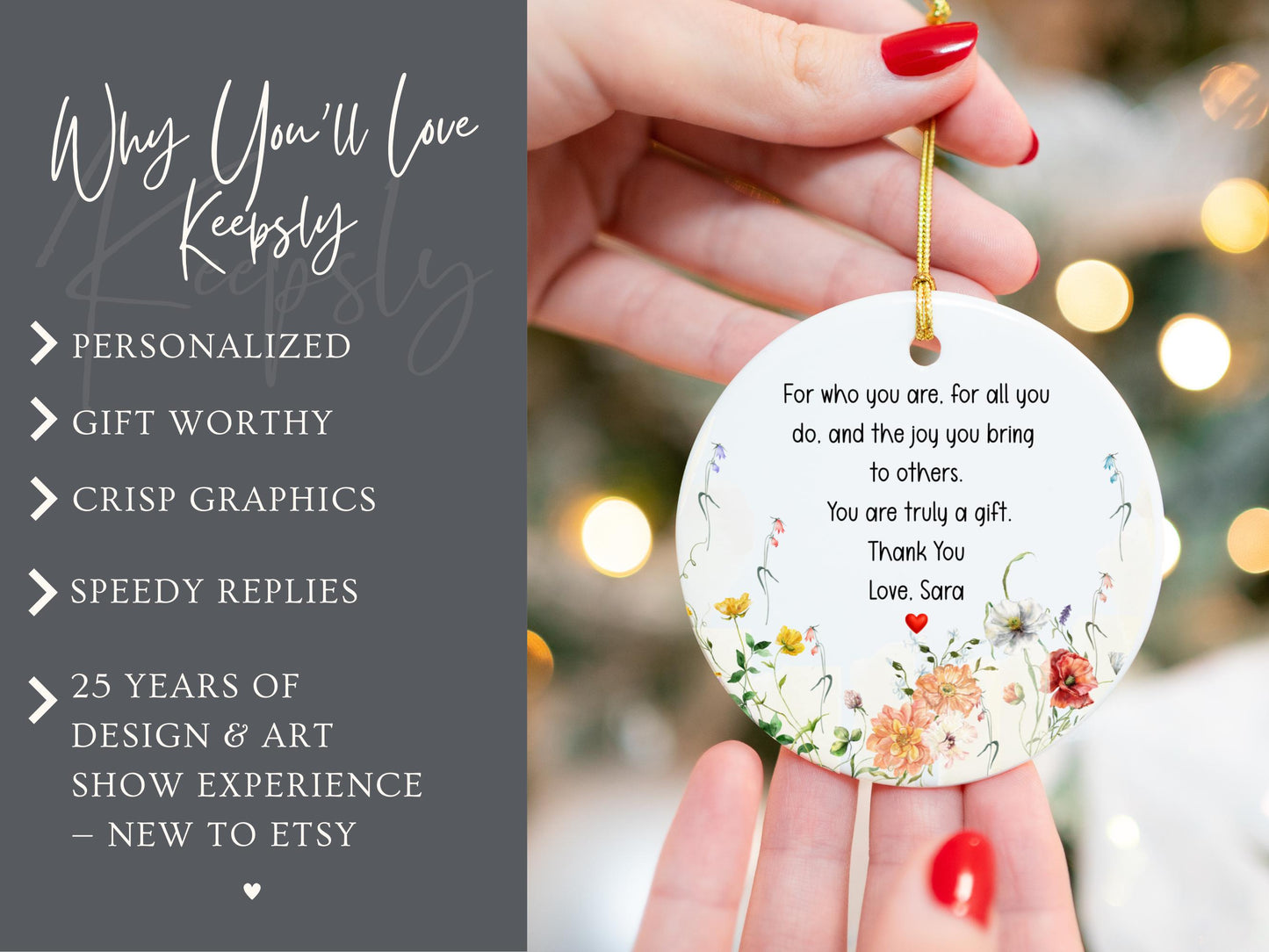 Custom Daycare Teacher Ornament: Tiny Human Tamer Gift Thank you Keepsake