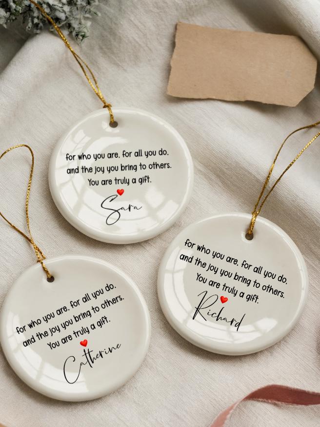 Personalized Thank You Ornament: Teacher, Nurse, Friend Appreciation Gift