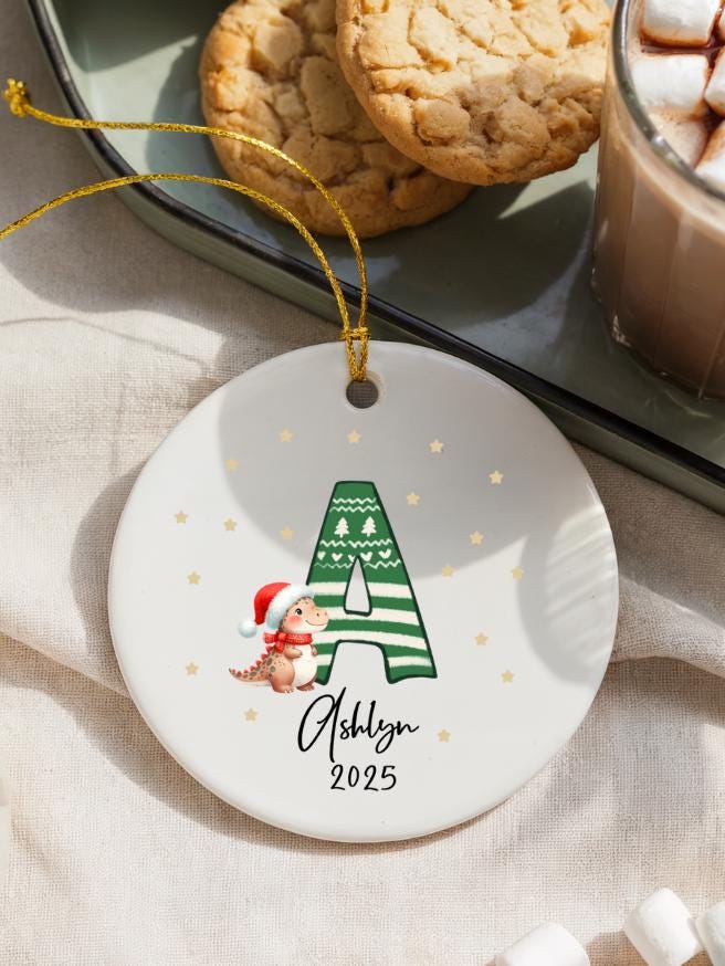 Baby Ornament 2025 Customized Letters Ornaments Baby Dinosaur Monogram Personalized Initials Keepsake