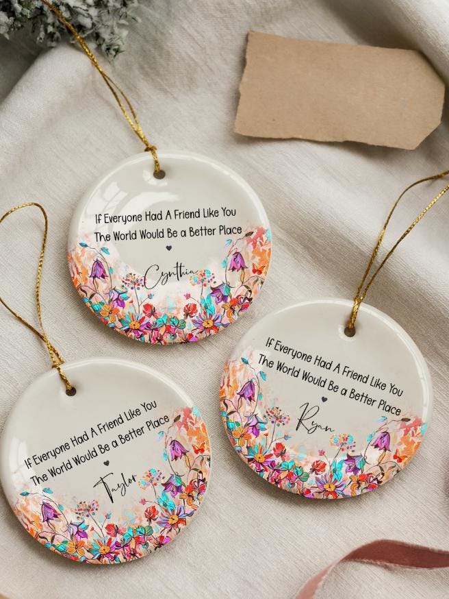 Best Friend Ornament Personalized | Friendship Gift Keepsake | Custom Holiday Ornament for Friends, Birthday or Winter Gift