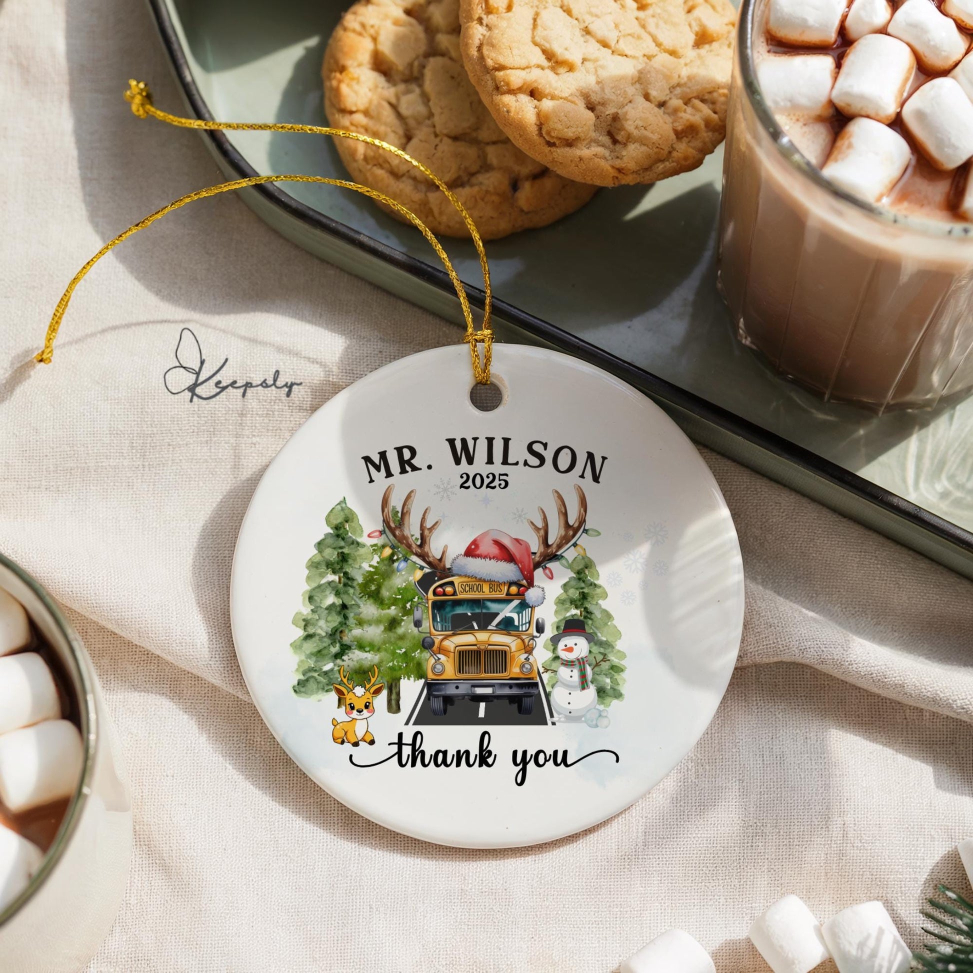 Custom School Bus Driver Christmas Ornament: School Staff Gift