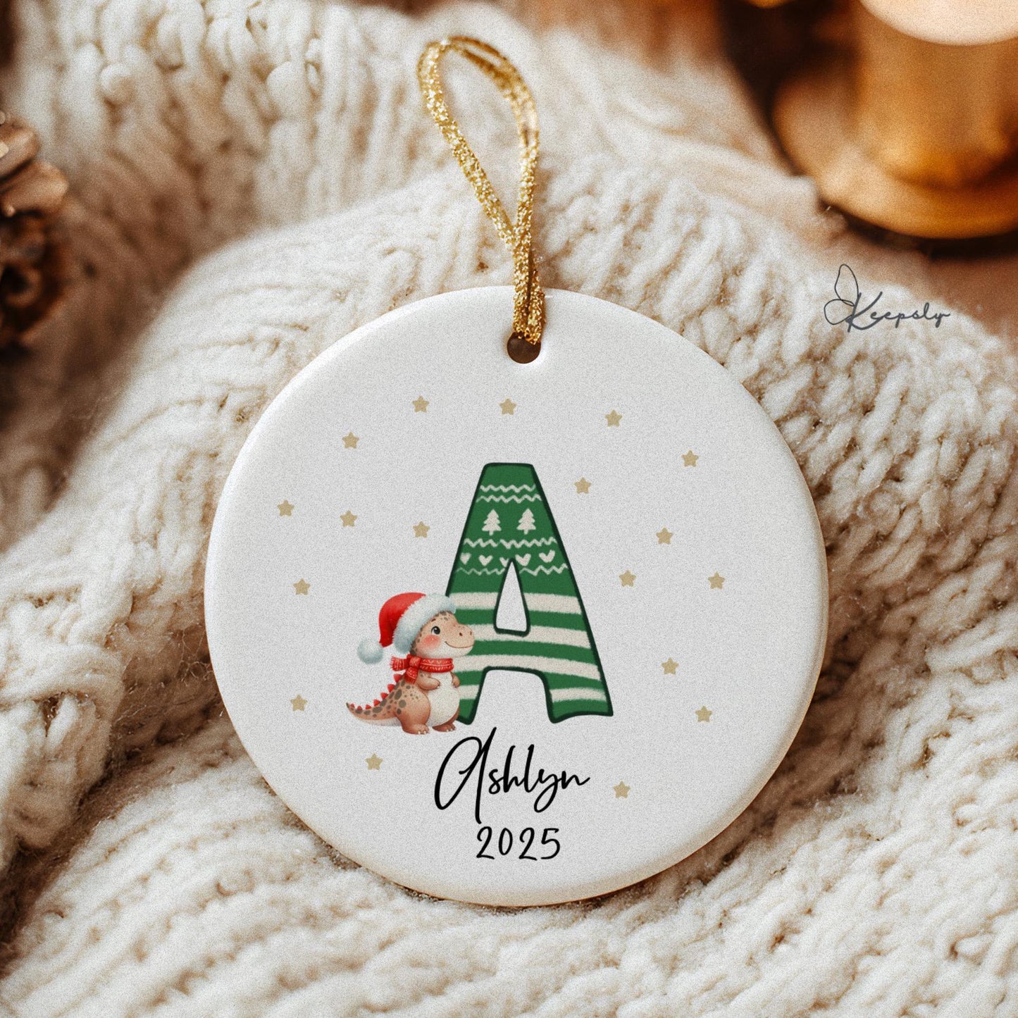 Baby Ornament 2025 Customized Letters Ornaments Baby Dinosaur Monogram Personalized Initials Keepsake