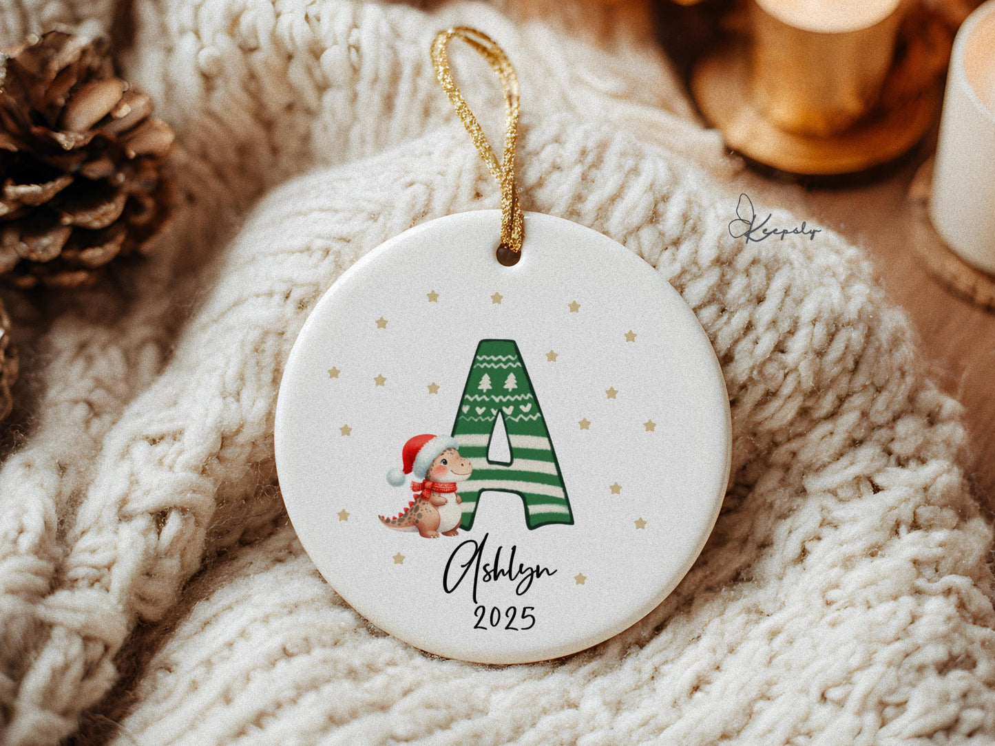 Baby Ornament 2025 Customized Letters Ornaments Baby Dinosaur Monogram Personalized Initials Keepsake