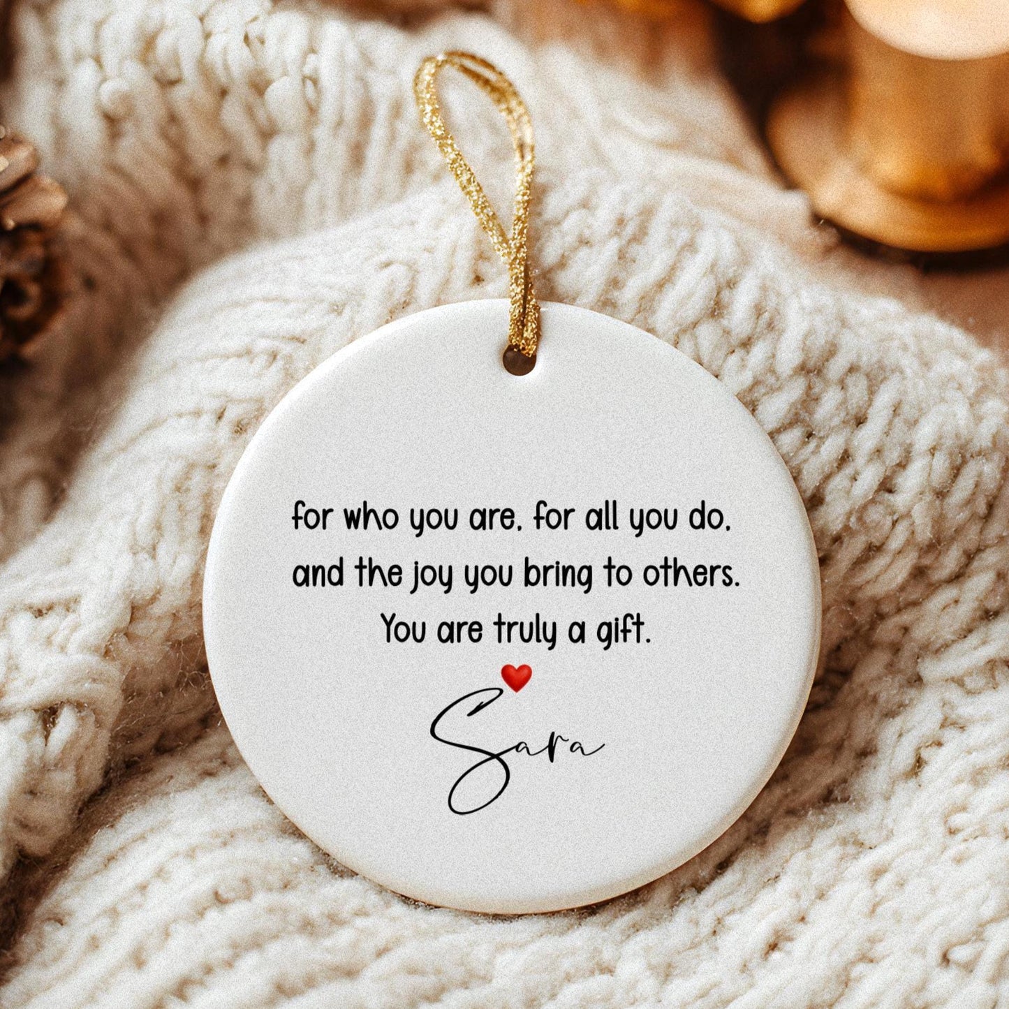 Personalized Thank You Ornament: Teacher, Nurse, Friend Appreciation Gift