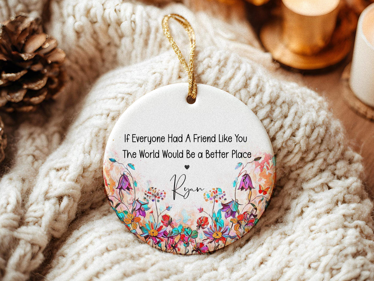 Best Friend Ornament Personalized | Friendship Gift Keepsake | Custom Holiday Ornament for Friends, Birthday or Winter Gift