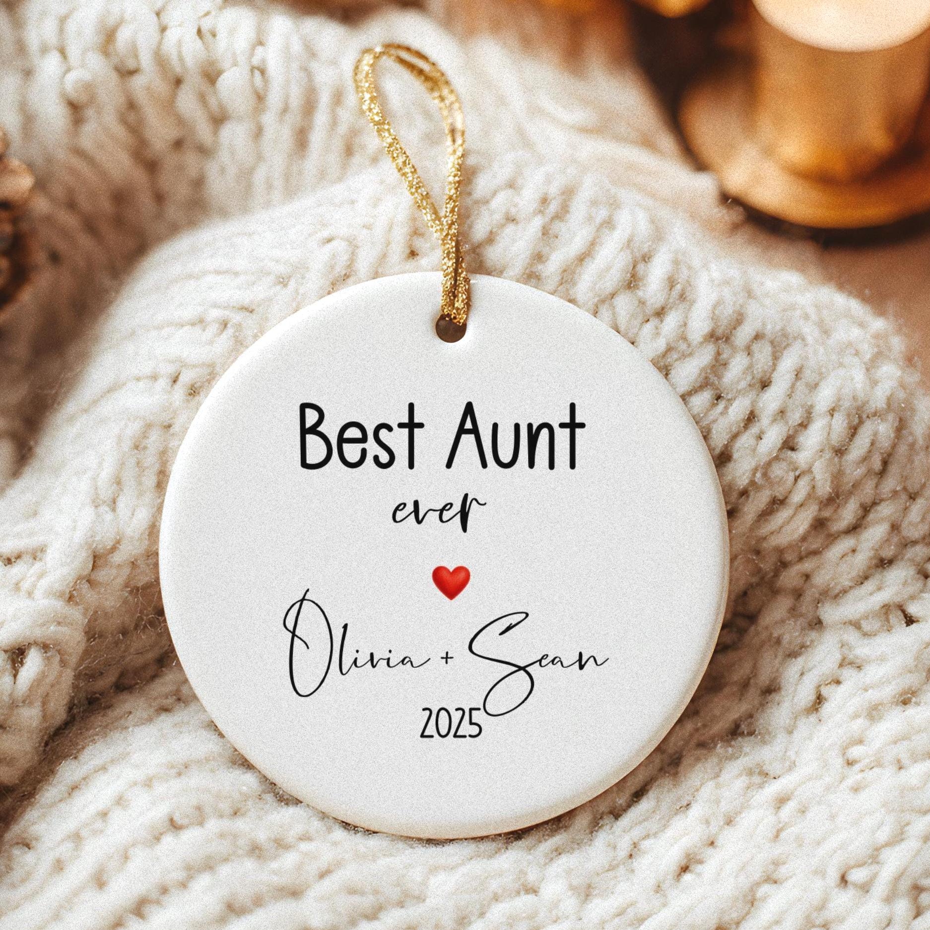 Personalized Aunt Ornament: Baby's First Christmas Keepsake
