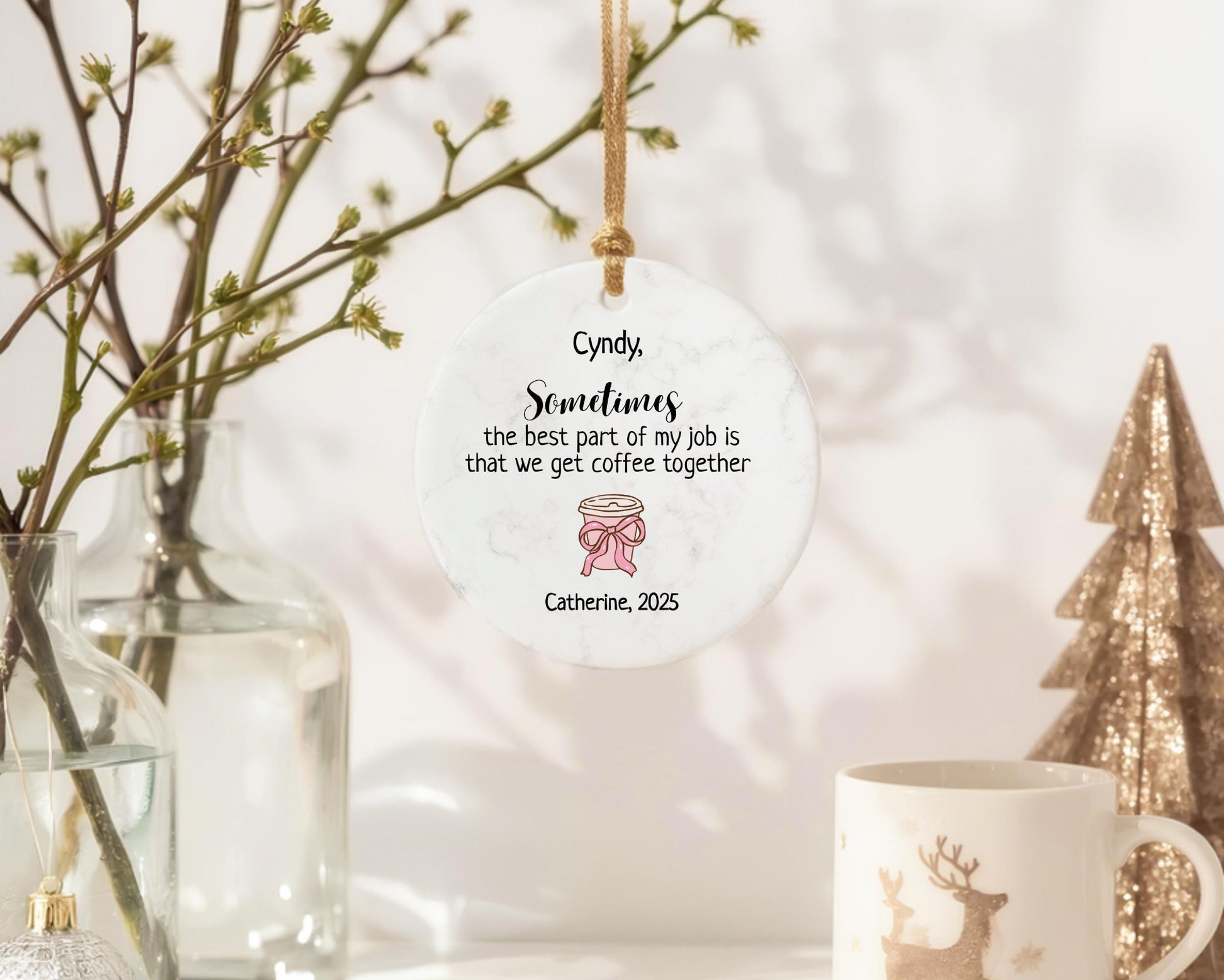 Personalized Coworker Ornament: Funny Coffee Lover Gift