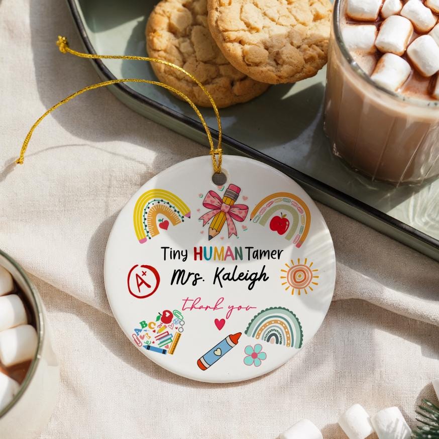 Custom Daycare Teacher Ornament: Tiny Human Tamer Gift Thank you Keepsake