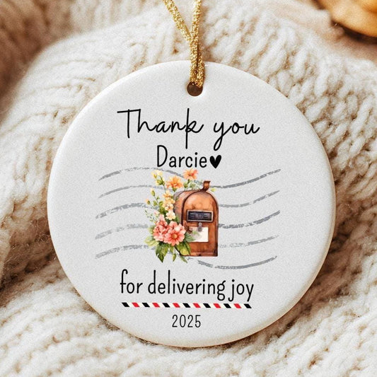 Custom Postal Worker Ornament with Name and Year, Thank You Gift for Mailer