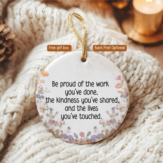 Personalized Thank You Ornament – Appreciation Gift for Teacher, Nurse, Mentor, Coworker | Floral Ceramic Keepsake
