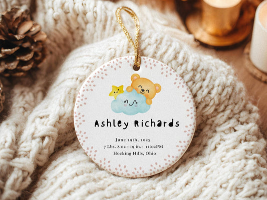 Personalized Baby's First Christmas Ornament: Watercolor Design