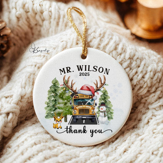 Custom School Bus Driver Christmas Ornament: School Staff Gift