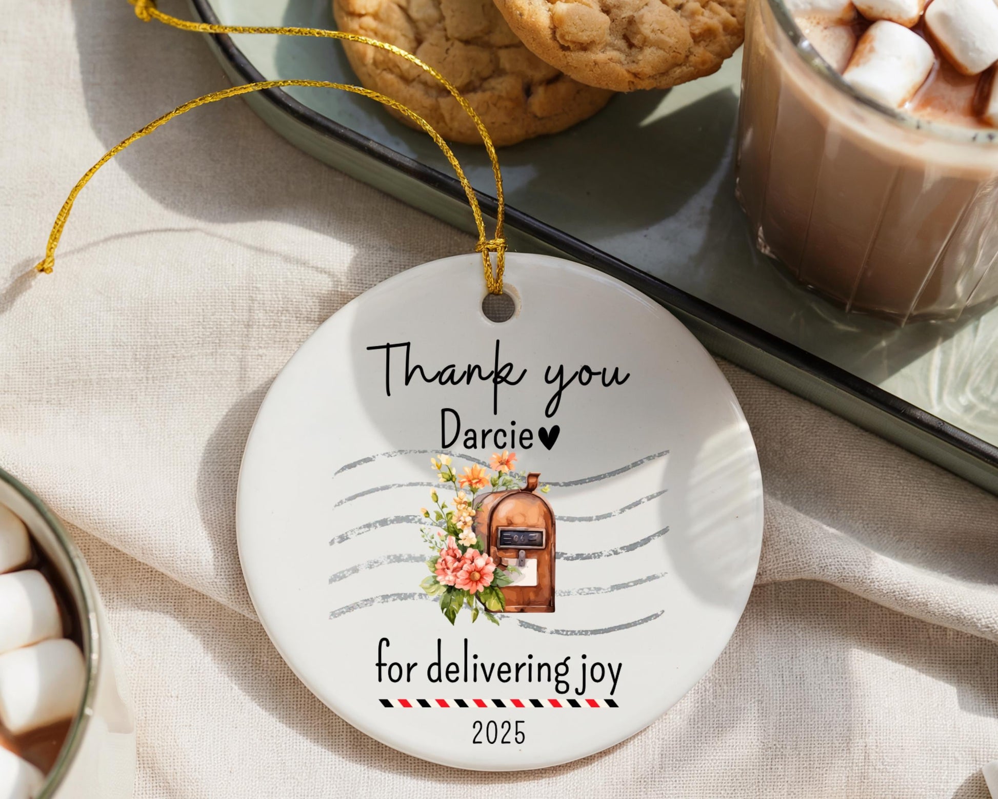 Custom Postal Worker Ornament with Name and Year, Thank You Gift for Mailer