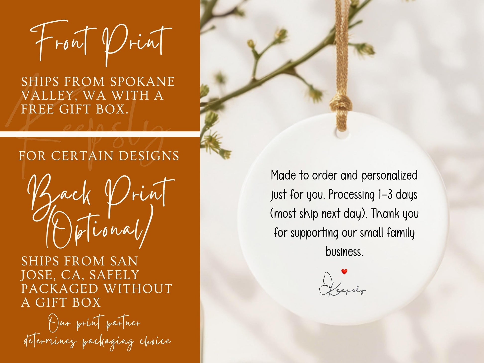Personalized Family Name Ornament: Watercolor Black-capped Chickadee Ceramic Keepsake