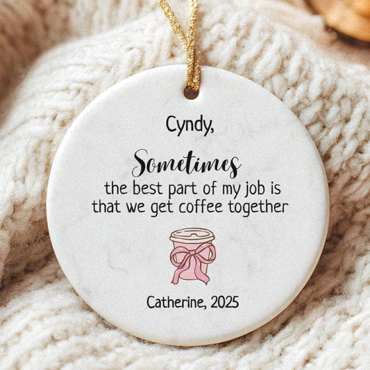 Personalized Coworker Ornament: Funny Coffee Lover Gift