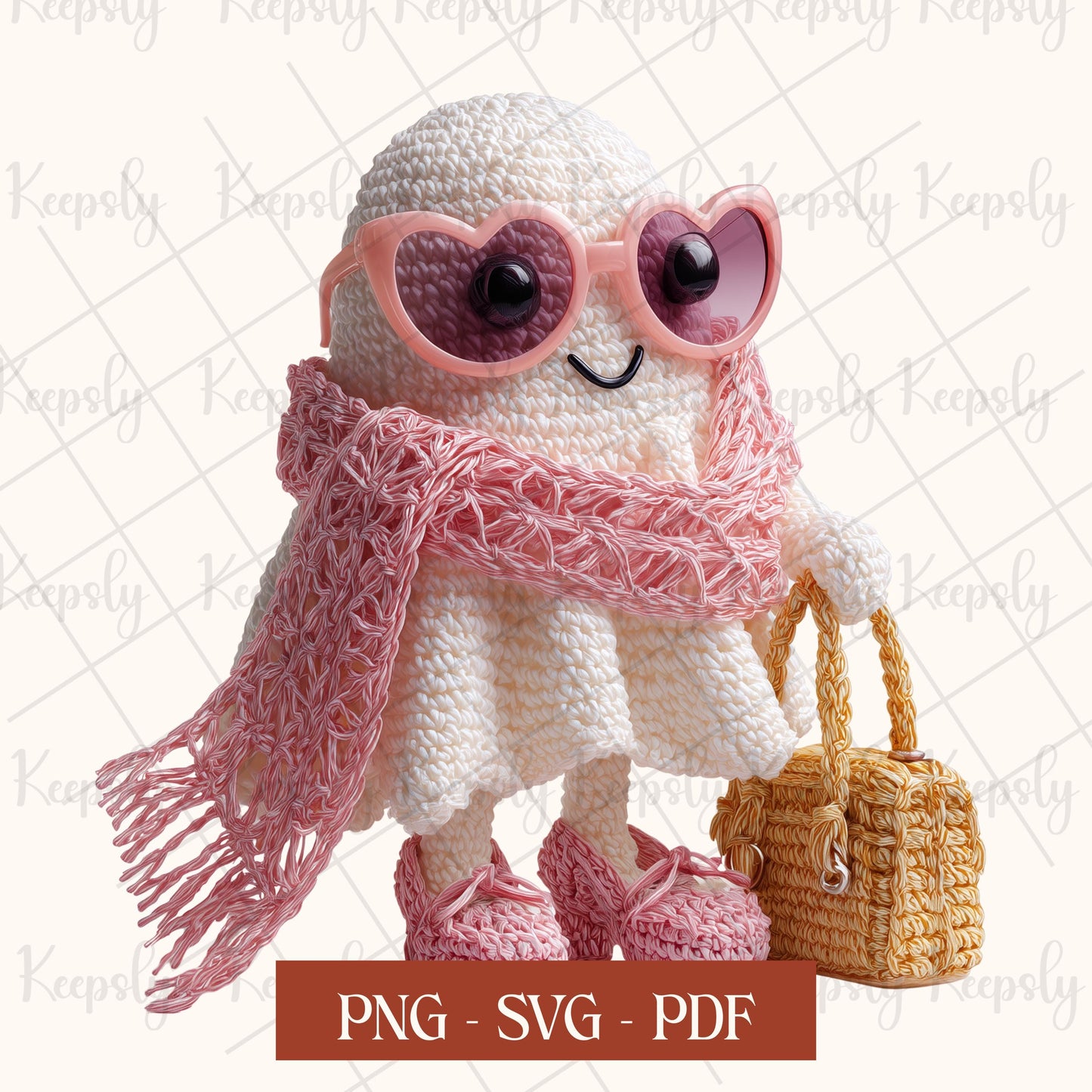 Boojee Ghost PNG SVG Bundle, Crochet Ghost Clipart Coquette Halloween Download