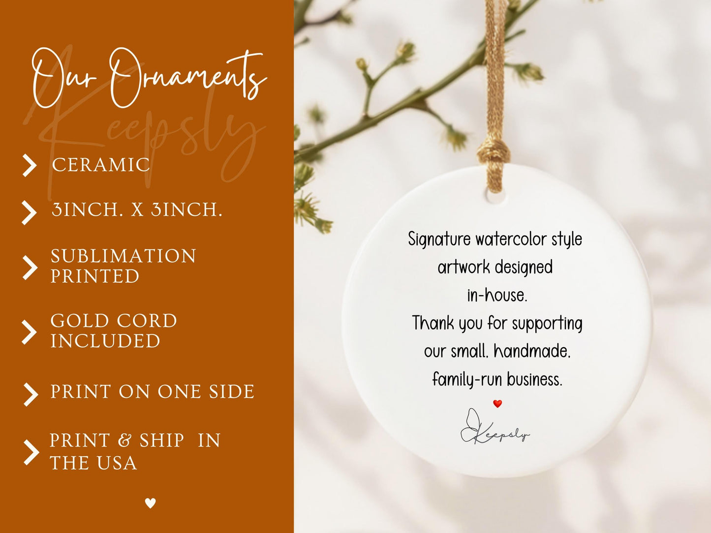 Personalized Thank You Ornament – Appreciation Gift for Teacher, Nurse, Mentor, Coworker | Floral Ceramic Keepsake