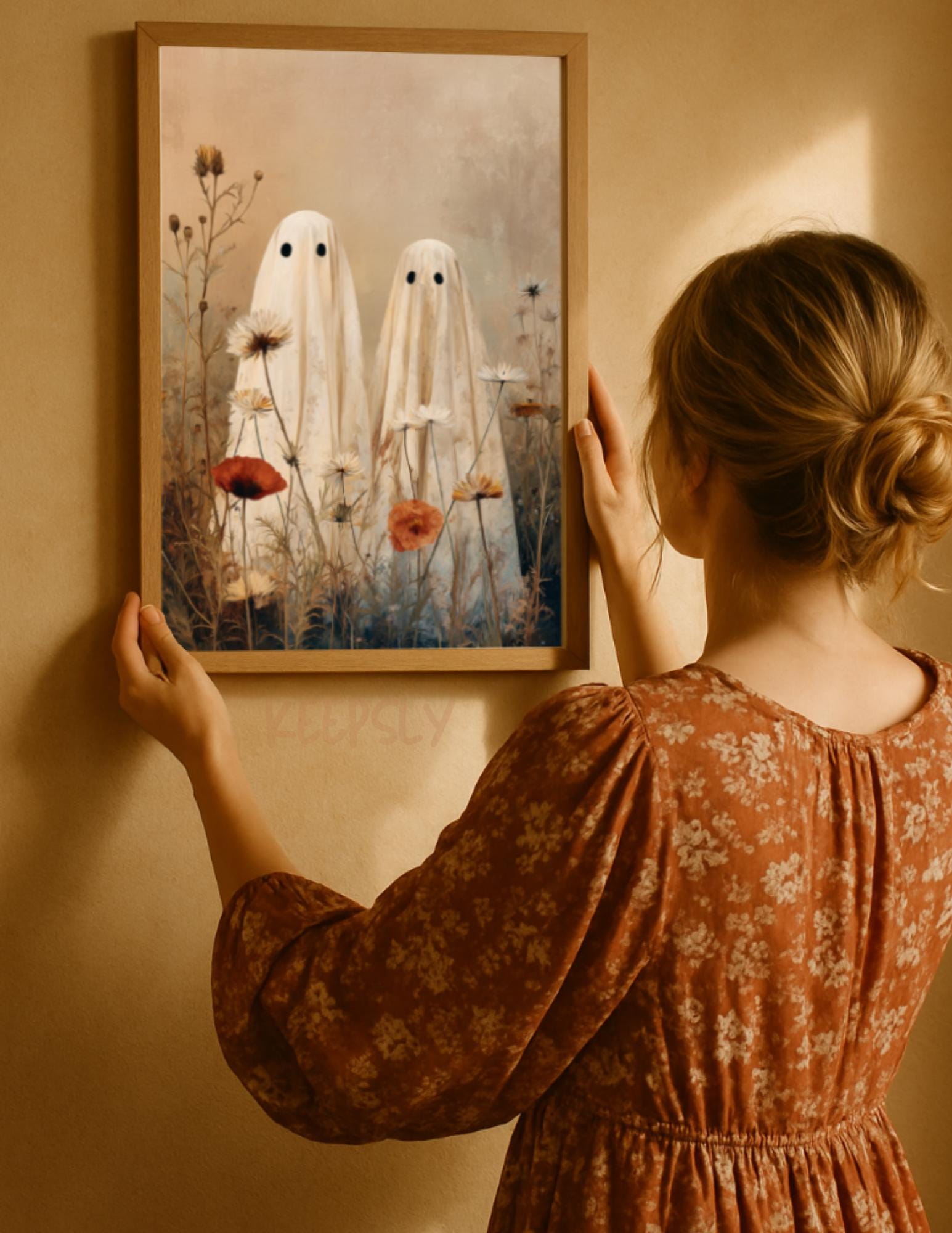 Ghost Poster; Funny Couples Halloween Gifts Floral Wall Decor 2:3