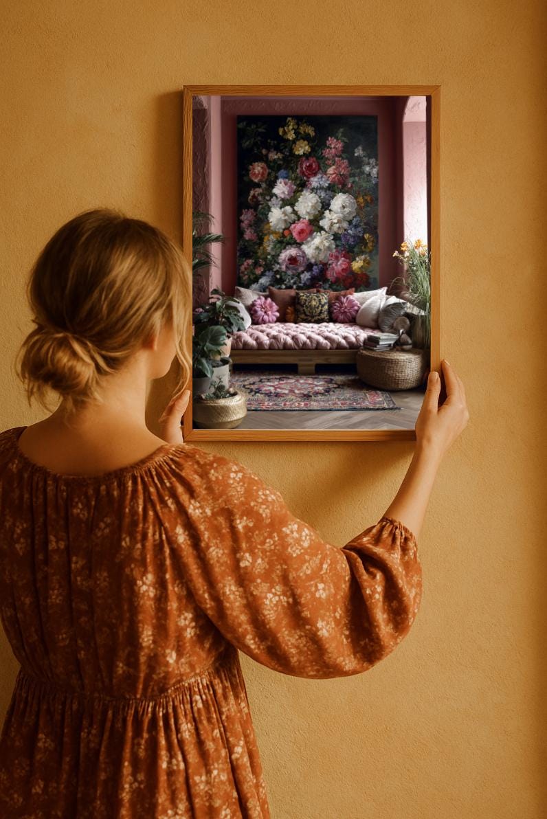 Maximalist Wall Art Living Room; Botanical Poster Cottagecore Digital Download 2:3