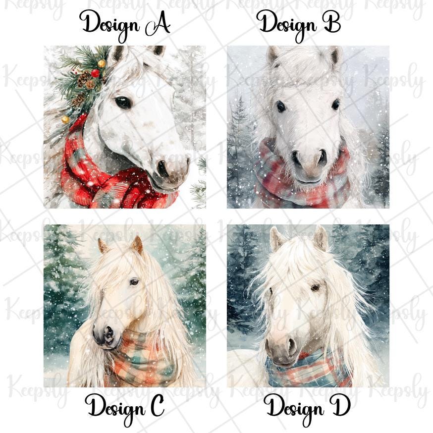 Scandinavian Horse Ornament, Watercolor Nordic Farm Animal Decor Personalized Front And Back Print