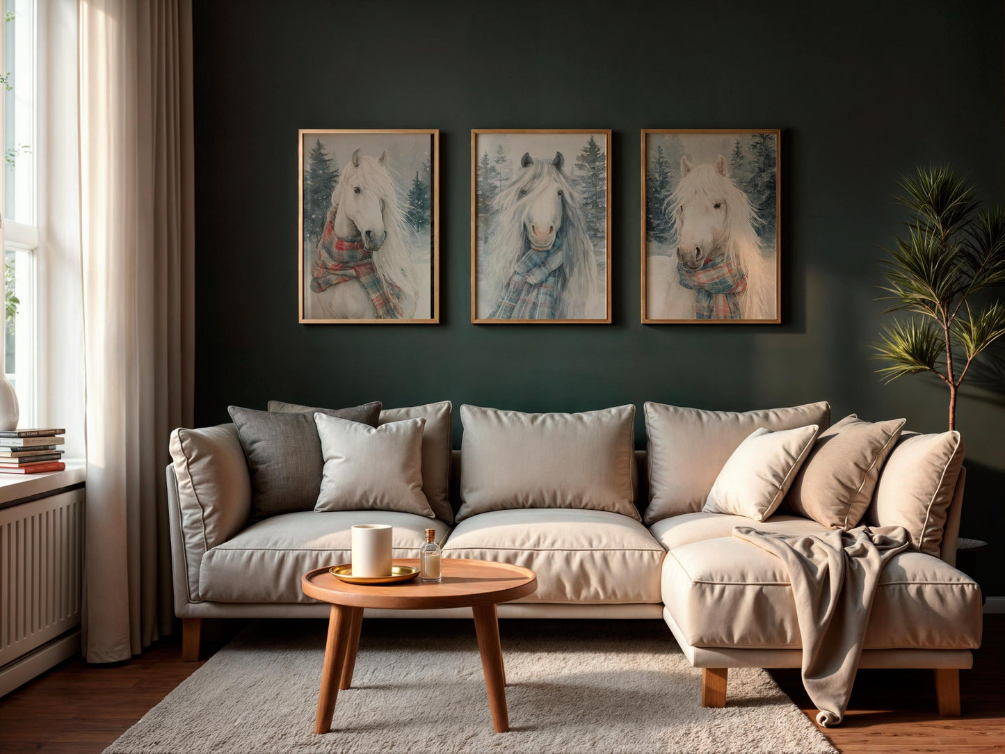 Watercolor Horse Print Set: Winter Farmhouse Wall Art (Digital Download)