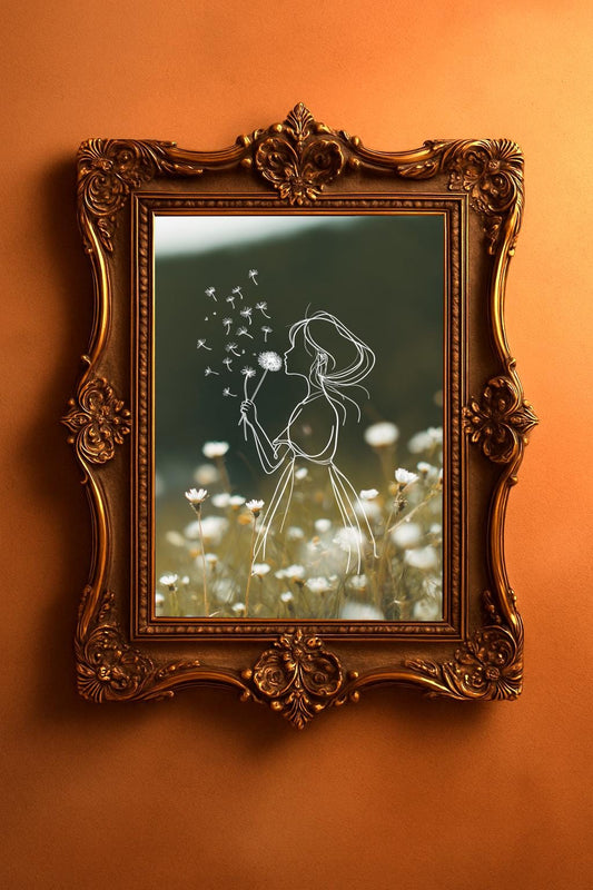 Dandelion Girl Line Art Print, Daughter-in-Law Card & Gift Tags (Digital Download)