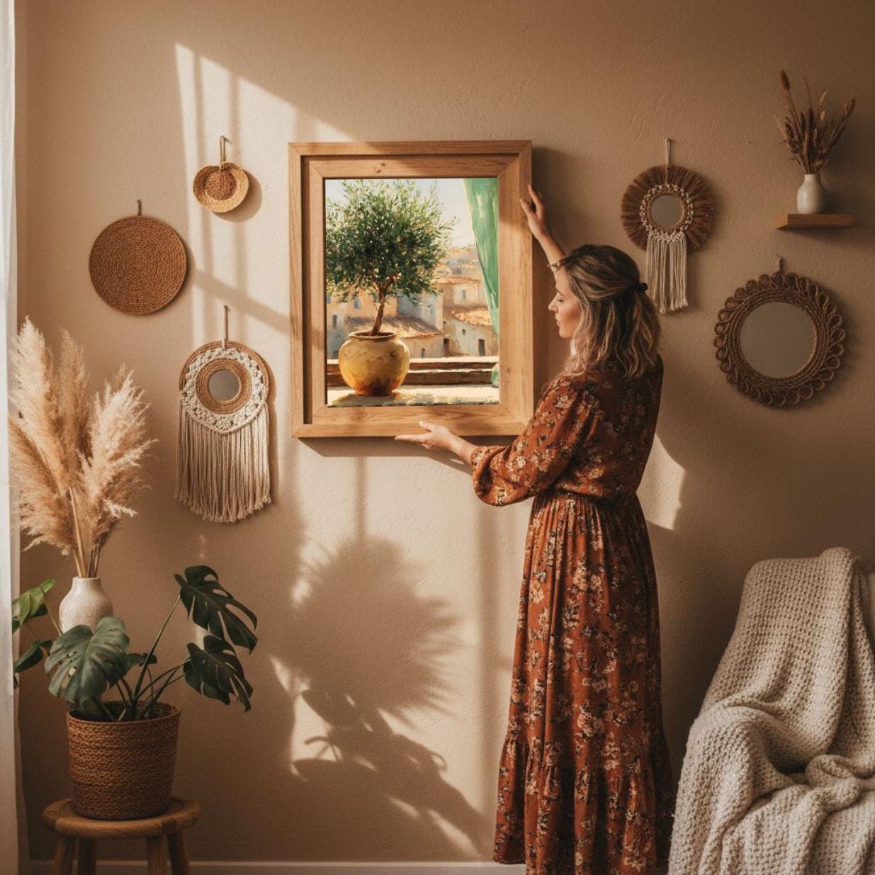 Tuscan Olive Tree; Mediterranean Still Life Digital Art Print (Digital Download) Free Greeting Card