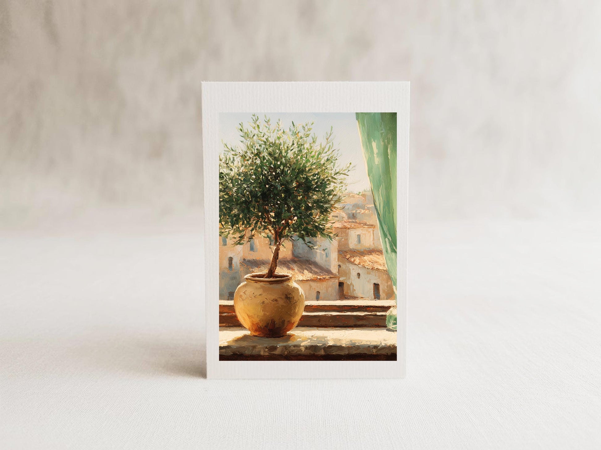 Tuscan Olive Tree; Mediterranean Still Life Digital Art Print (Digital Download) Free Greeting Card