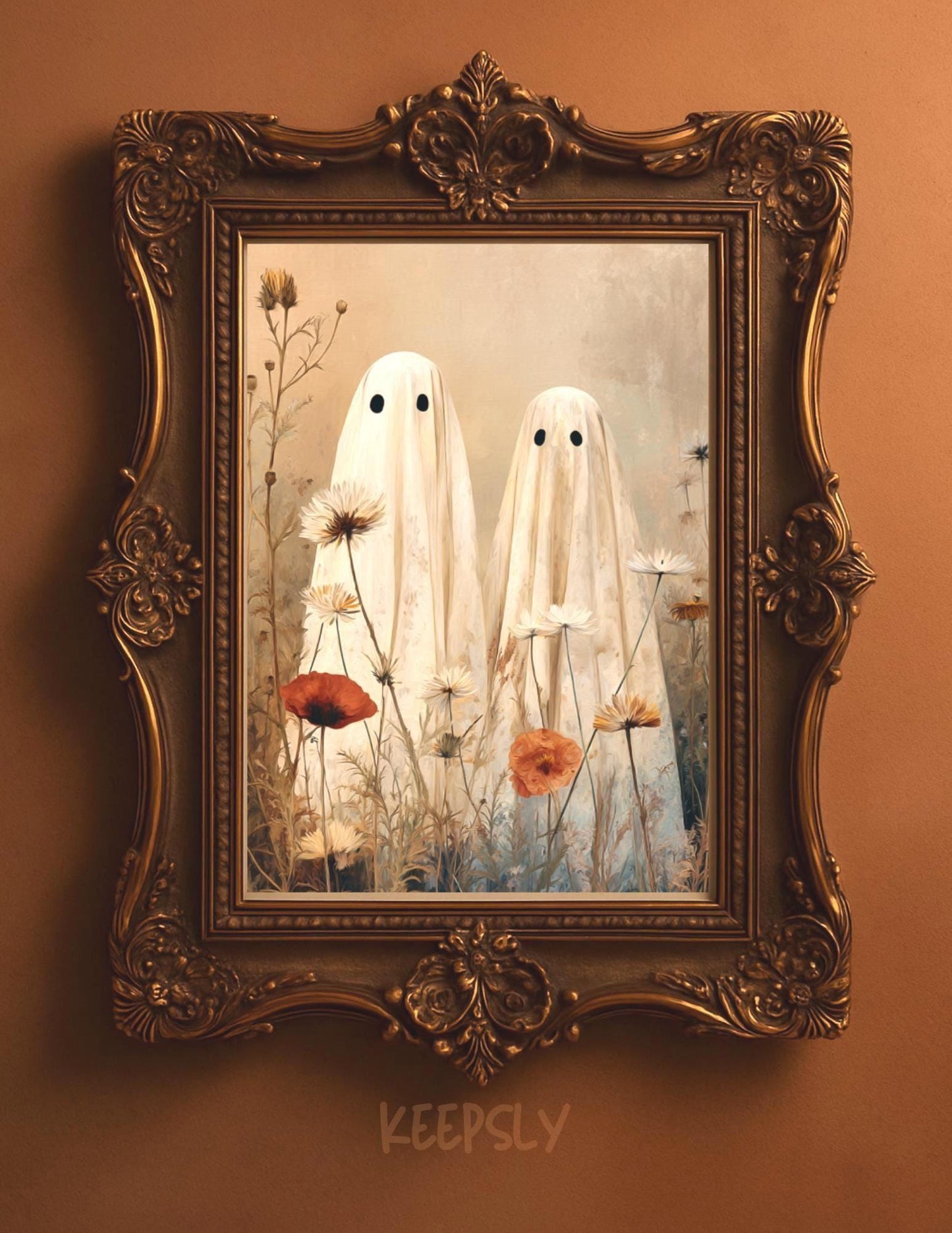 Ghost Poster; Funny Couples Halloween Gifts Floral Wall Decor 2:3