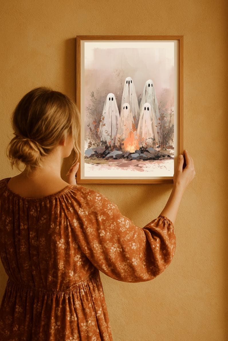 Campfire Ghost Family Set; Moody Art Prints Digital Download 2:3