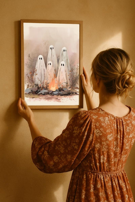Campfire Ghost Family Set; Moody Art Prints Digital Download 2:3