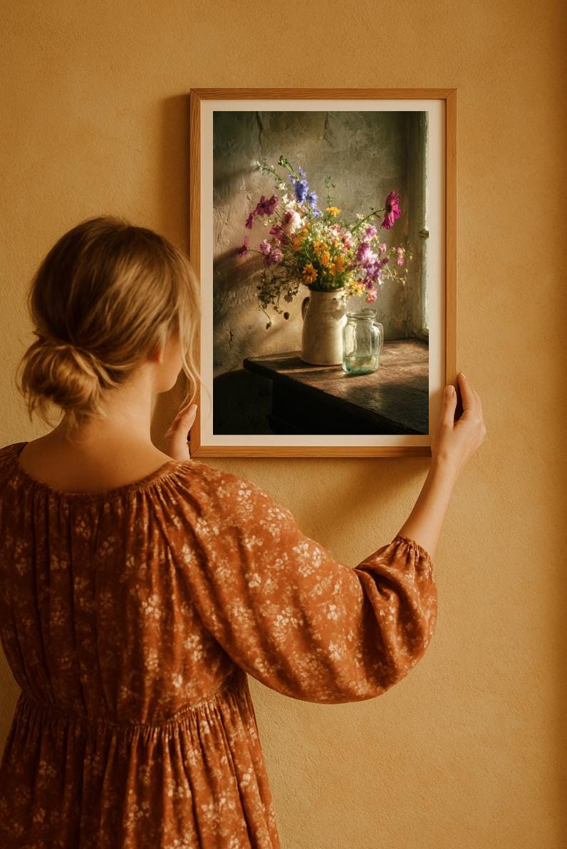 Rustic Wildflower Print: Vintage Cottagecore Art (Digital Download)