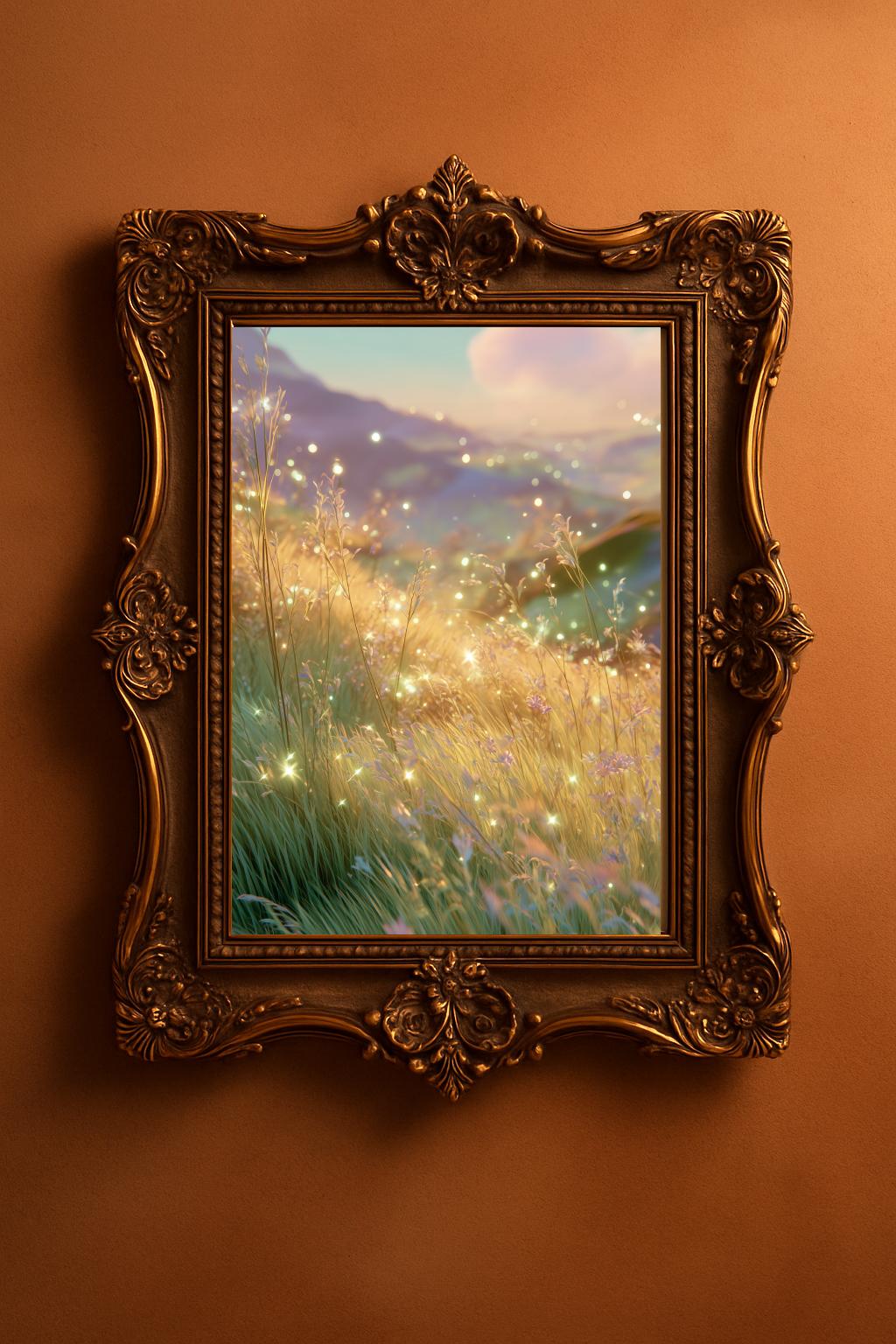 Stardust Meadow Print: Golden Field Landscape (Digital Download)