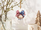 Personalized Baseball Ornament with American Flag Bow: Sports Girl Gift, Coquette Patriotic
