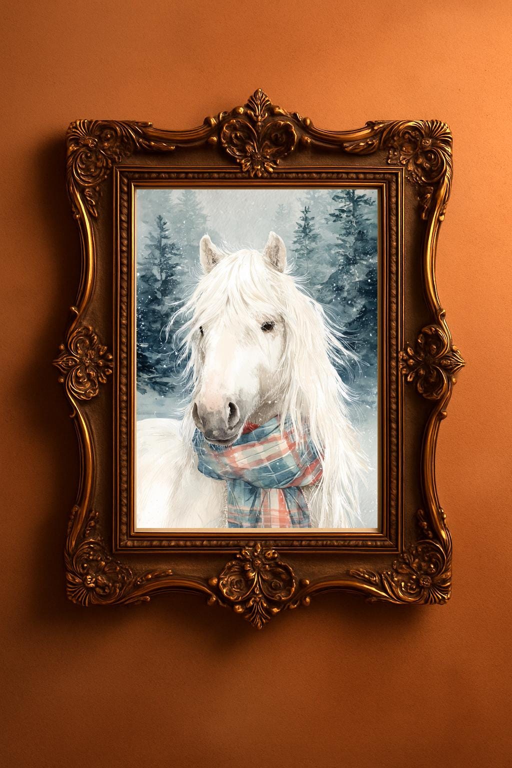 Watercolor Horse Print Set: Winter Farmhouse Wall Art (Digital Download)