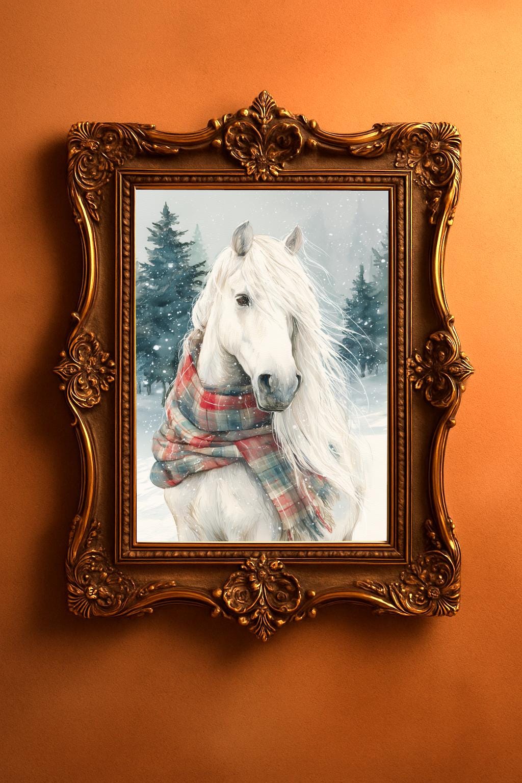 Watercolor Horse Print Set: Winter Farmhouse Wall Art (Digital Download)