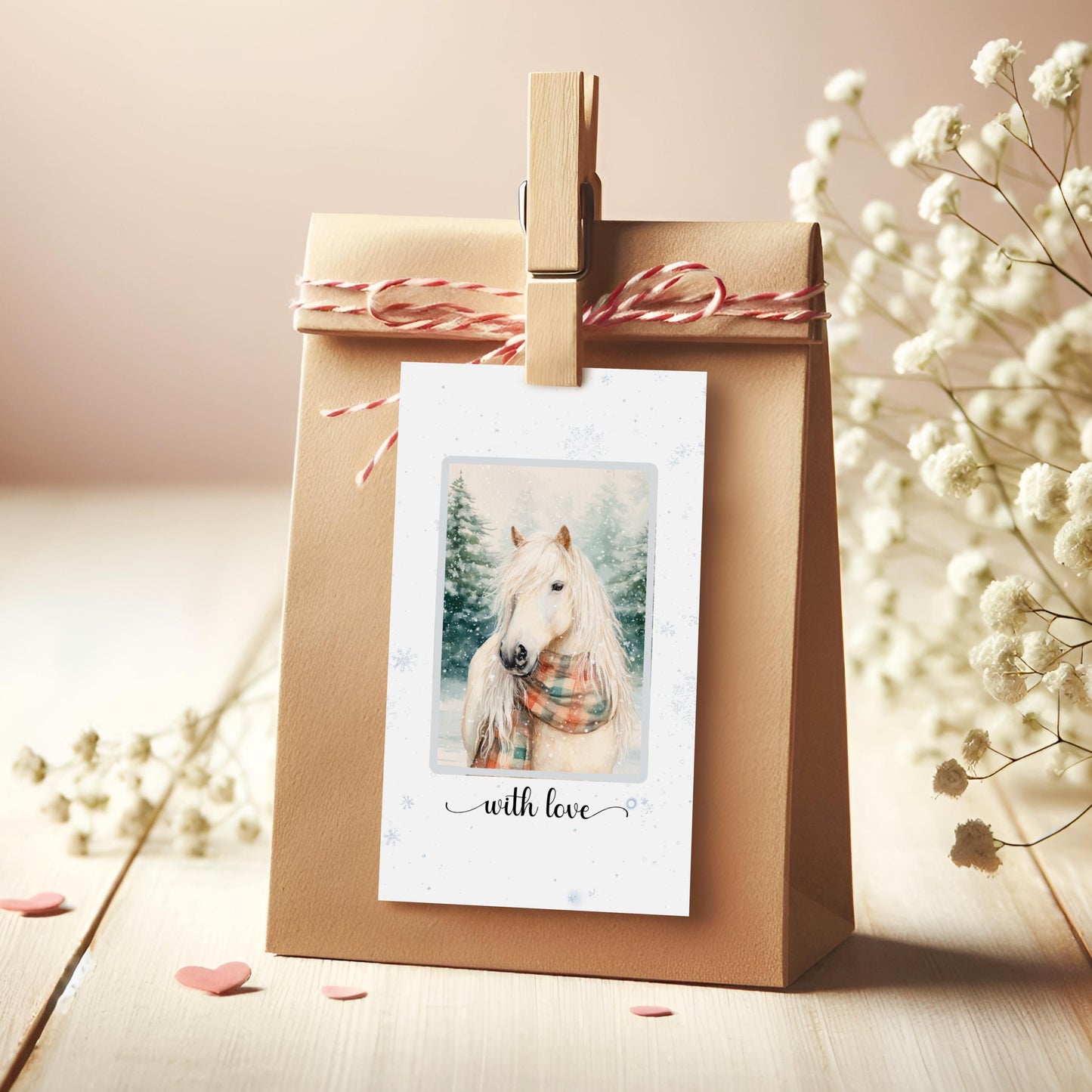 3 Sets of Watercolor Horse Wall Art: Card & Gift Tags Bundle (Digital Download)