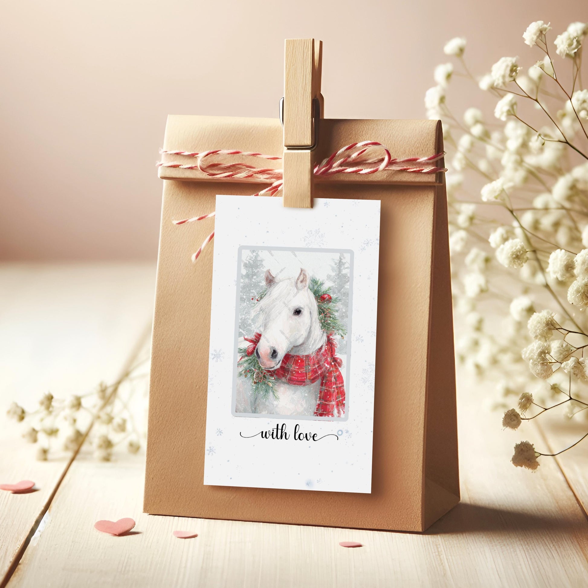 3 Sets of Watercolor Horse Wall Art: Card & Gift Tags Bundle (Digital Download)
