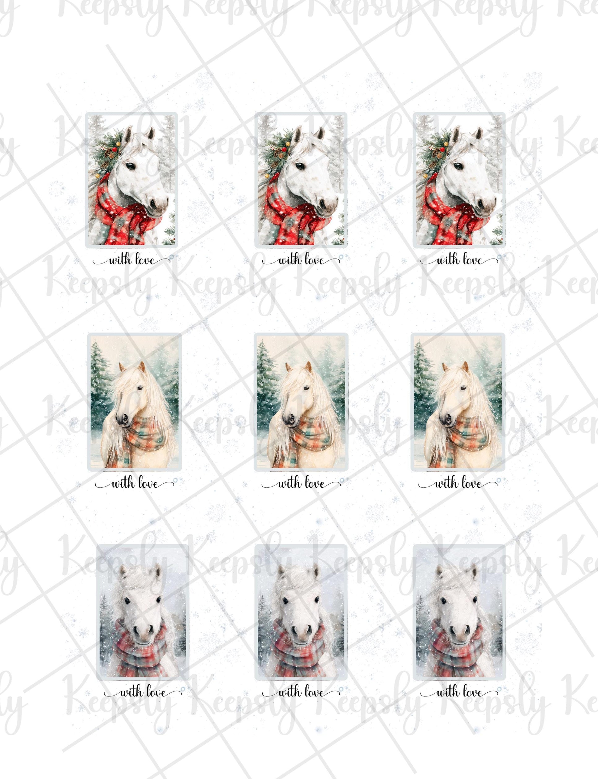 3 Sets of Watercolor Horse Wall Art: Card & Gift Tags Bundle (Digital Download)