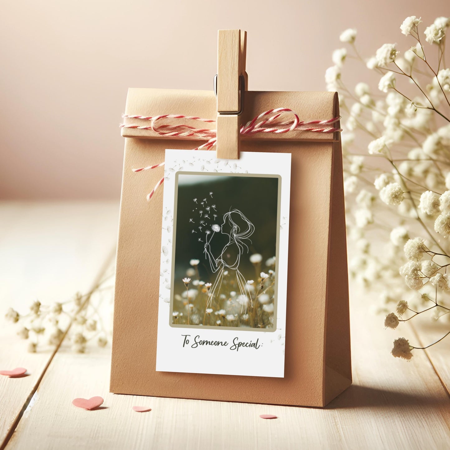Dandelion Girl Line Art Print, Daughter-in-Law Card & Gift Tags (Digital Download)