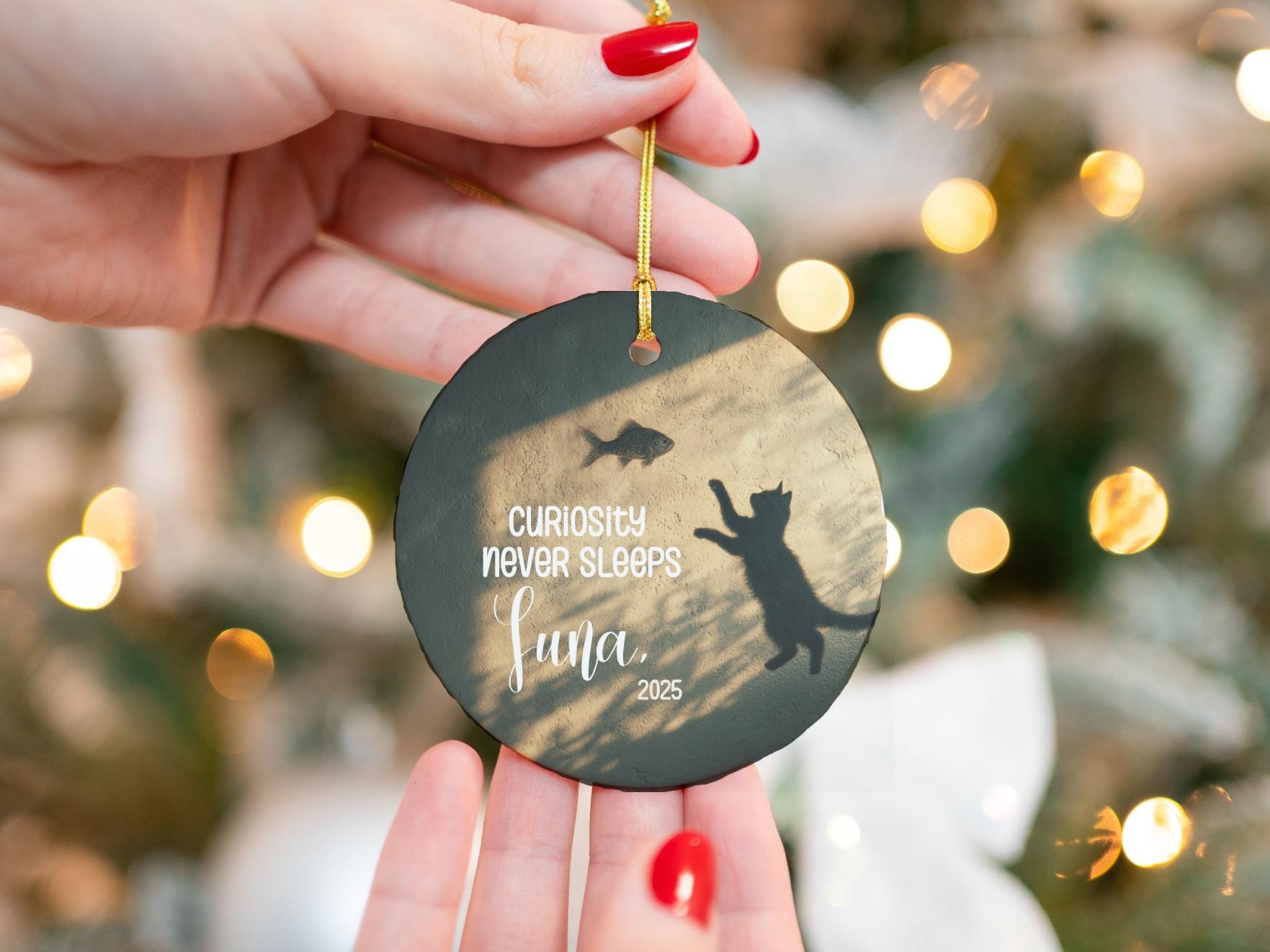 Cat Ornament Personalized Keepsake: Minimal Artistic Pet Keepsake