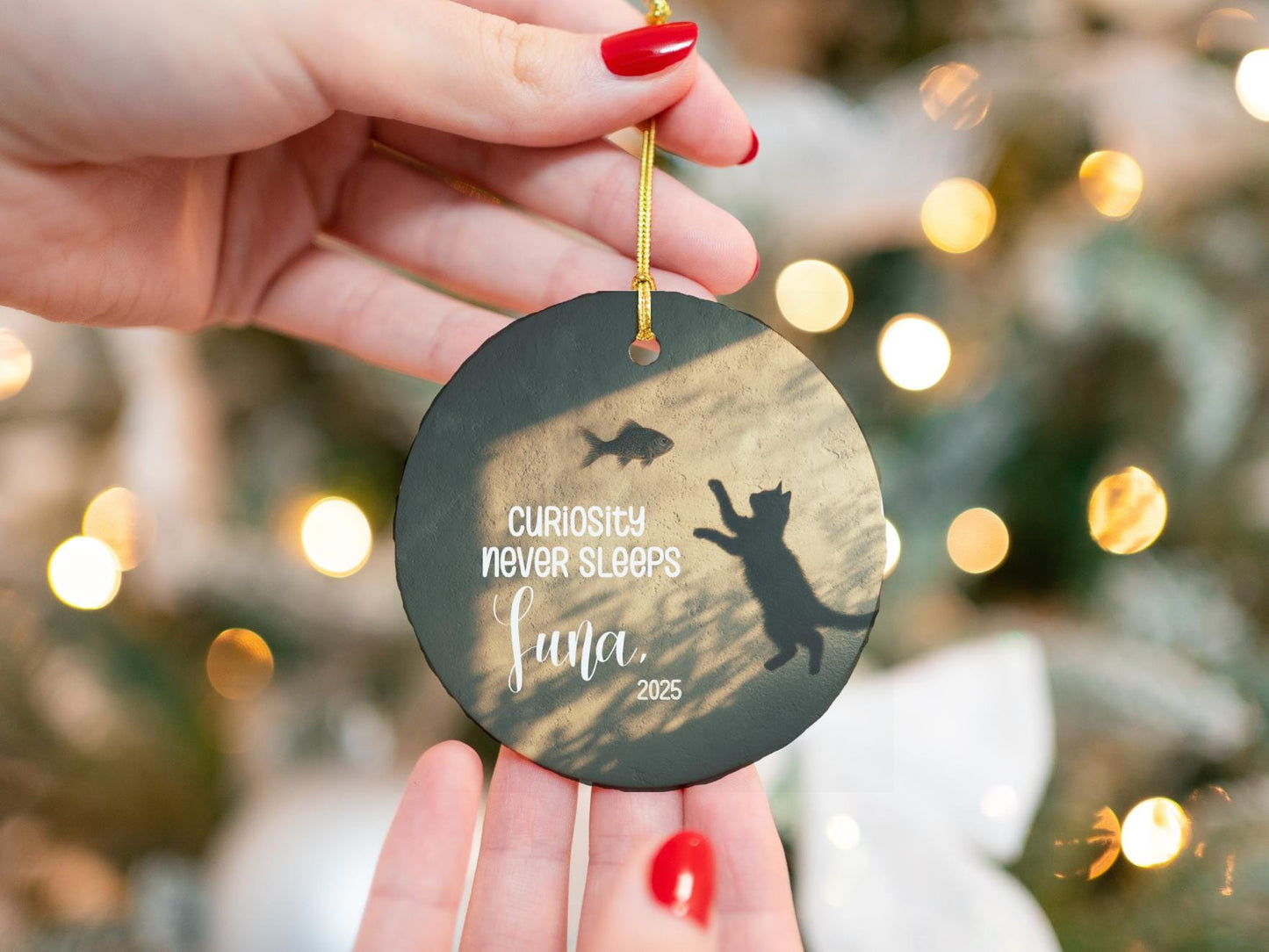 Cat Ornament Personalized Keepsake: Minimal Artistic Pet Keepsake