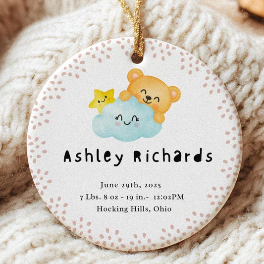 Personalized Baby's First Christmas Ornament: Watercolor Design