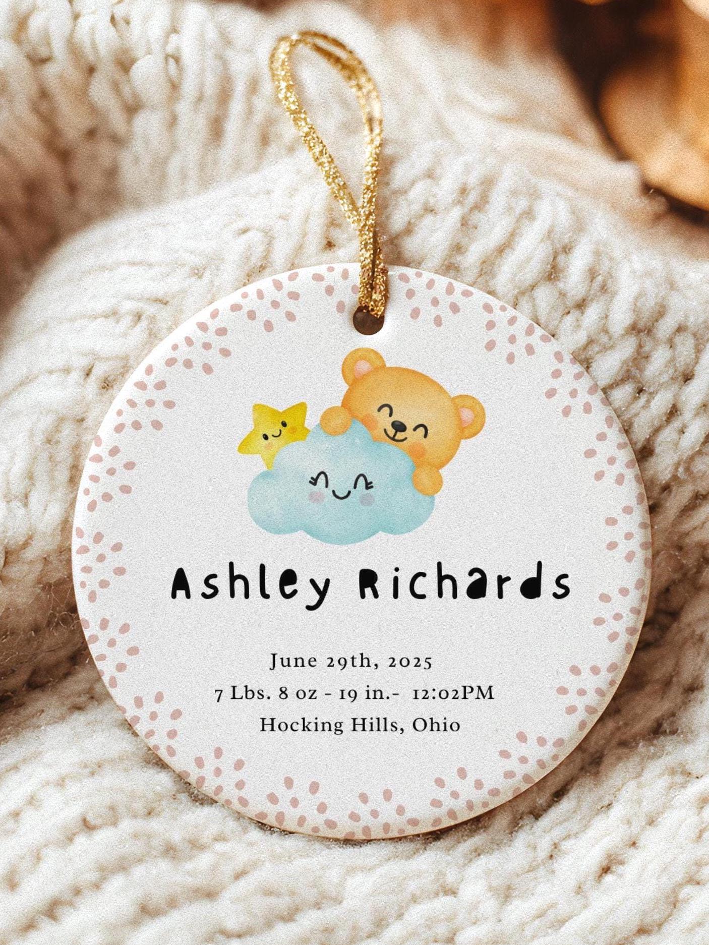 Personalized Baby's First Christmas Ornament: Watercolor Design