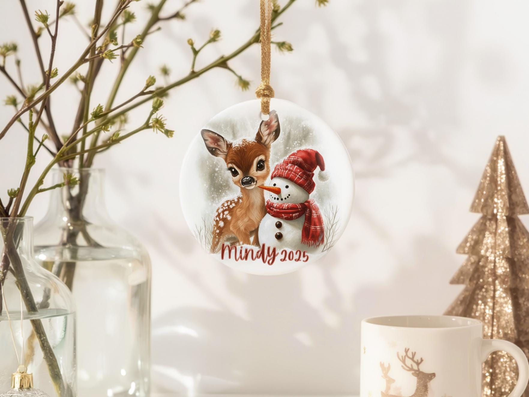 Personalized Ornament for Kids: Reindeer Penguin Deer Design Gift