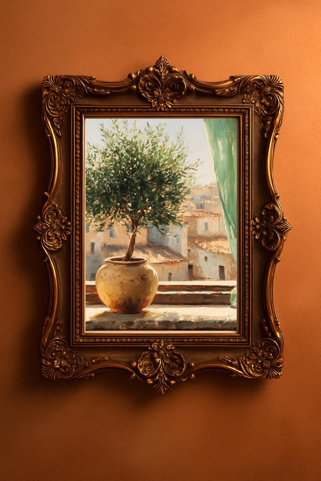 Tuscan Olive Tree; Mediterranean Still Life Digital Art Print (Digital Download) Free Greeting Card