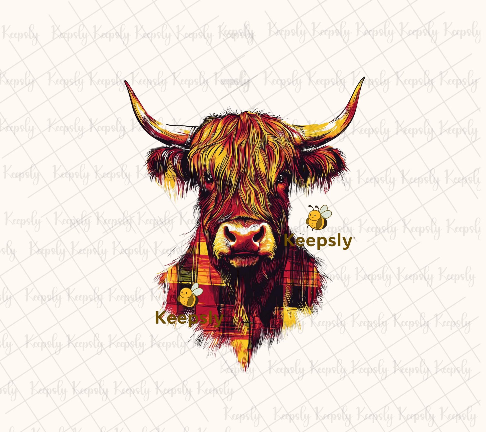 Highland Cow SVG: Scottish Plaid PNG, PDF Digital Download Print