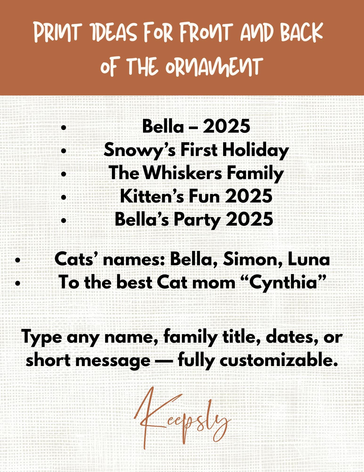 Personalized Cat Ornament • Custom Name & Year Gift for Cat Lovers