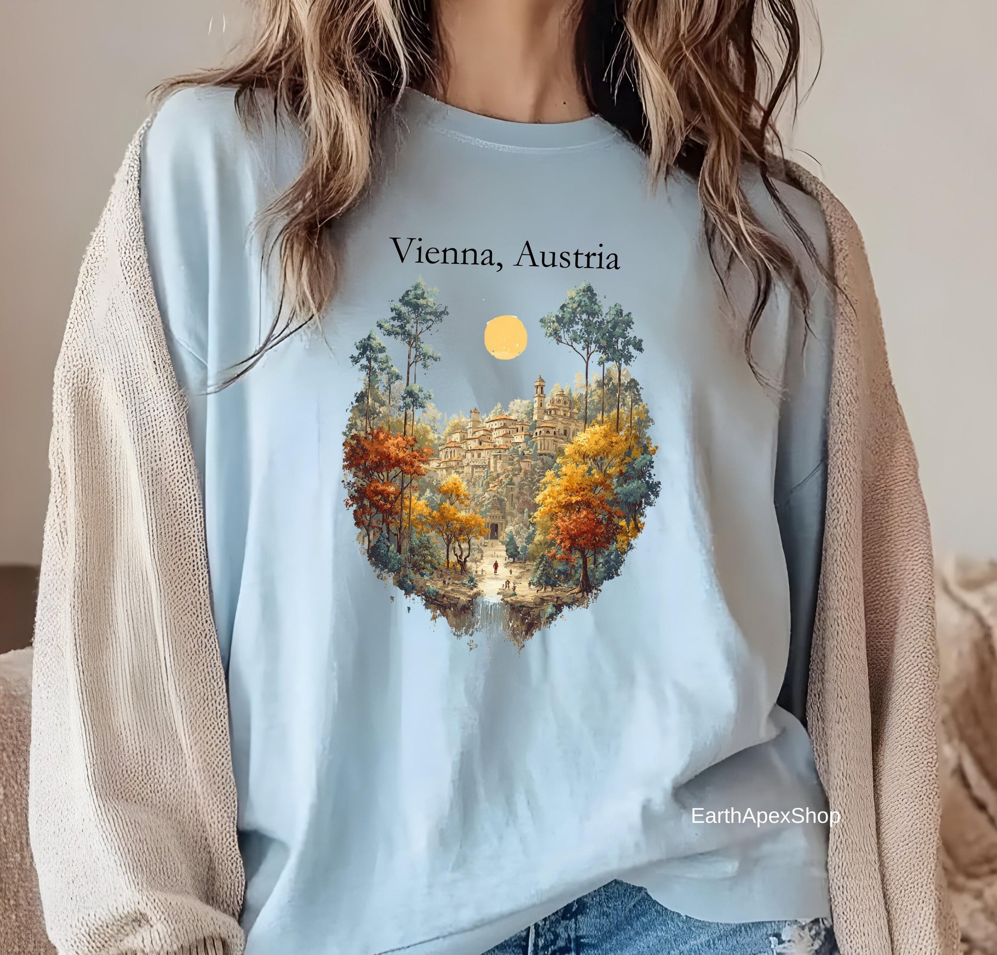 Vienna Austria Vintage Art Shirt Retro Travel Tee, City Skyline Souvenir Comfort Colors Tee